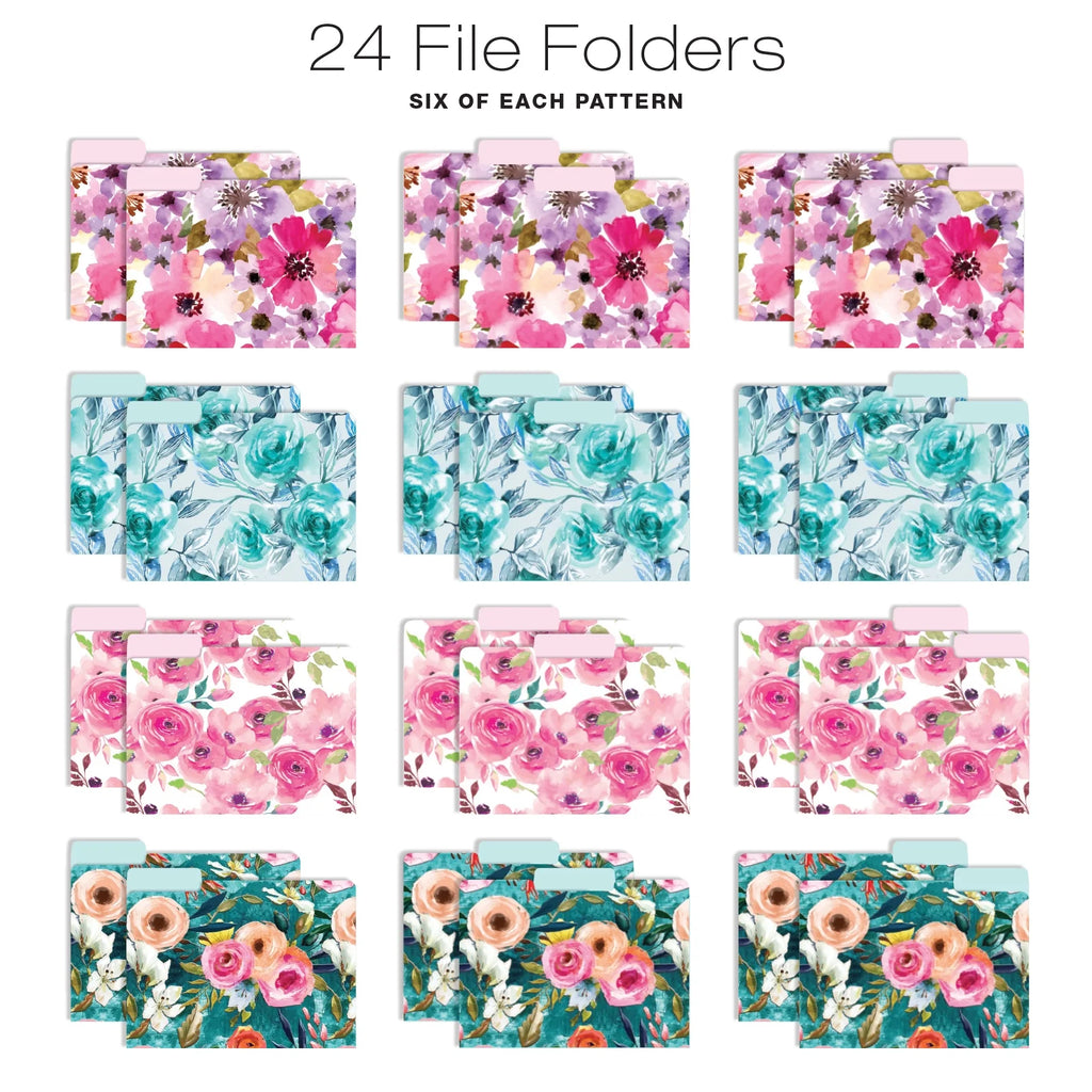 Deluxe Hanging File Folder Kit with Metal Hanging Basket, 12 Hanging Folders, 24 File Folders, Letter Size I74791