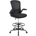 Black Adjustable Height Ergonomic Office Chair with Flip-up Armrest A683541