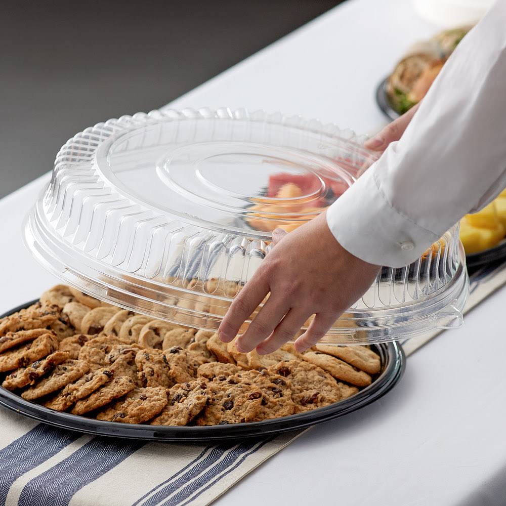 16x22 Clear Pet Plastic Round Catering Tray Low Dome Lid - 25/Case C890509