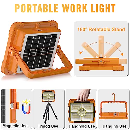 100W LED Solar Work Light, 10000LM Magnetic Worklight, IP66 Waterproof U169523