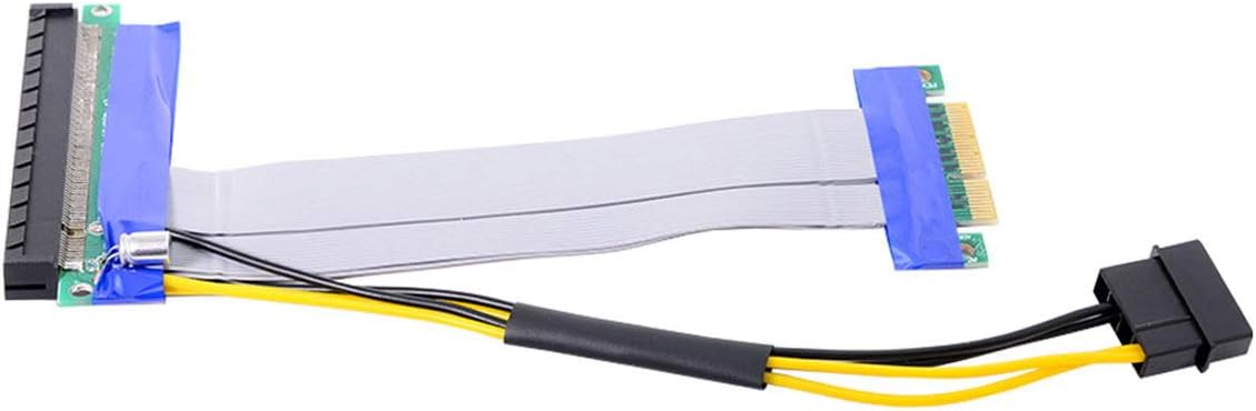 PCI-E Express 4X to 16x Riser Card Adapter with 4pin Power 15cm S77184