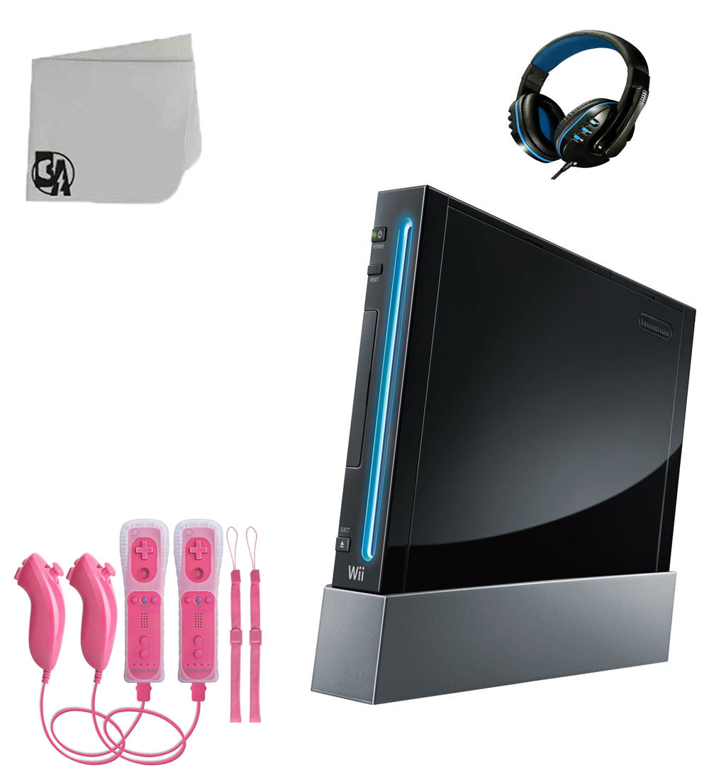 Black Gaming Console With 2 Pink Gaming Controller + Head Set P30956