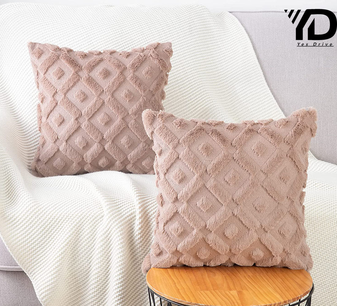 Set of 2 Soft Plush Velvet Decorative Throw Pillow Covers Square Cushion Case C132