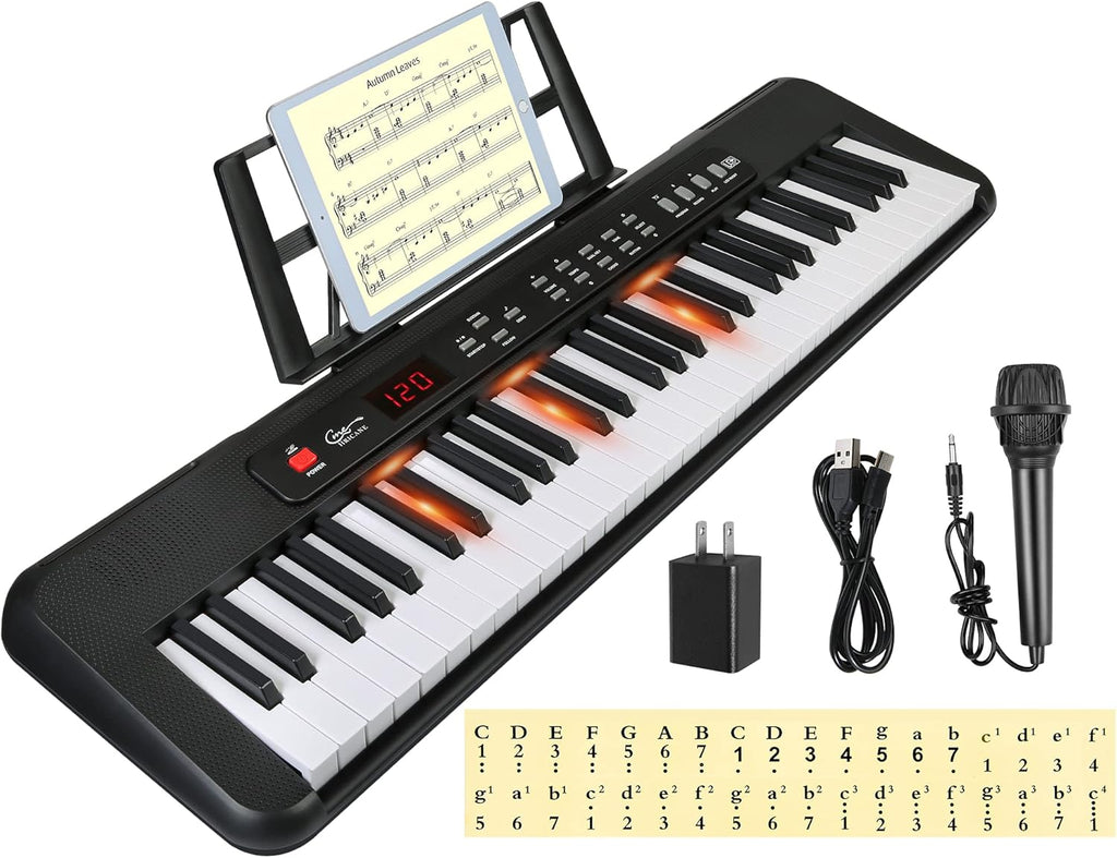 61 Key Lighted Keys Electronic Keyboard Piano with Microphone K16892