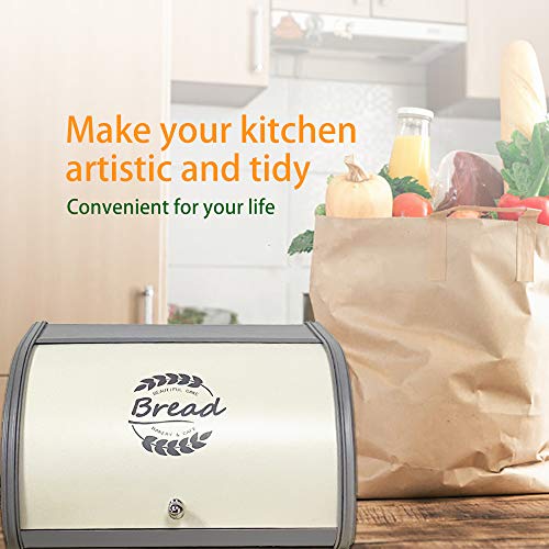 Metal Bread Box with Roll Top Lid Q3442