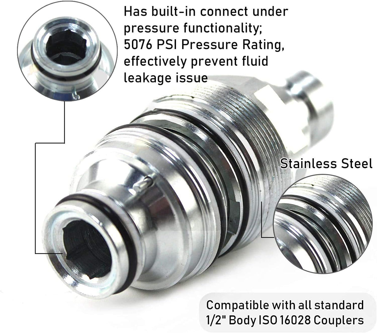 Hydraulic Flat Face Quick Connect Coupler Thread Φ46mm Pack of 2 C99056