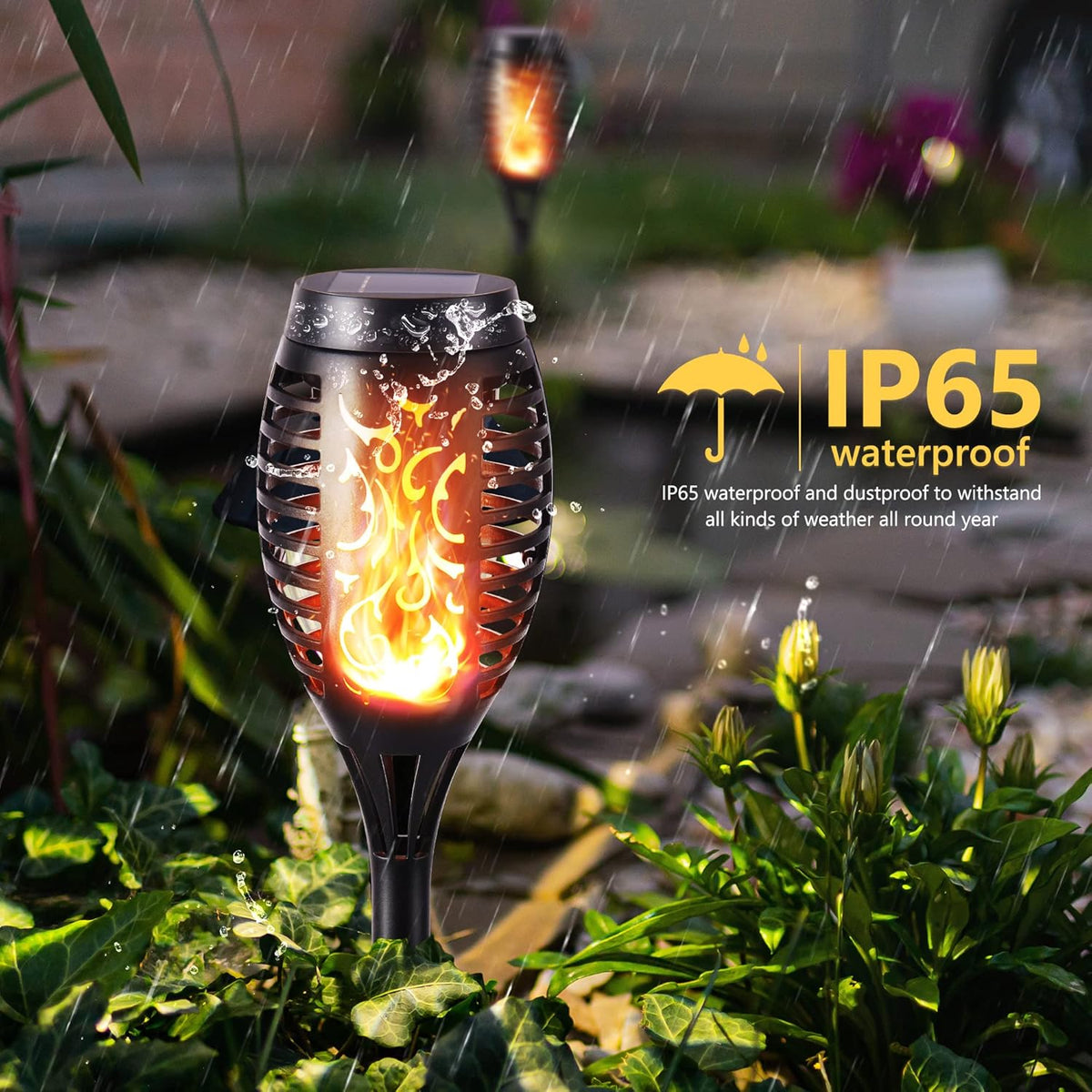 12 Pack Waterproof Solar Flame Lights N180307