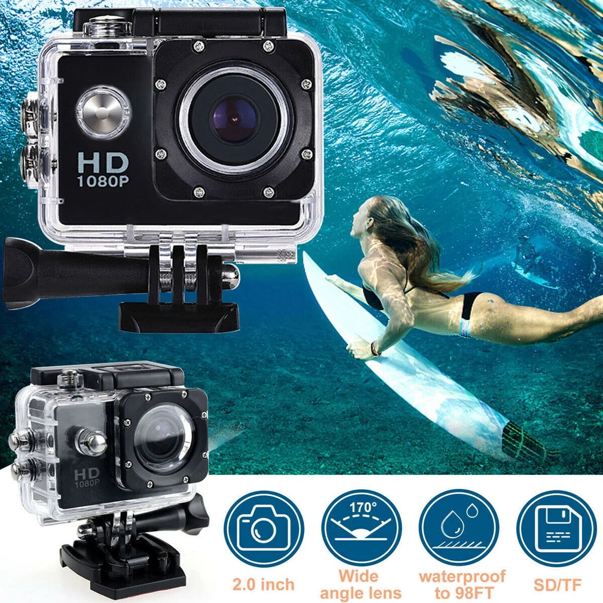 4K Waterproof Action Camera 20 MP 170° Camcorder C77934