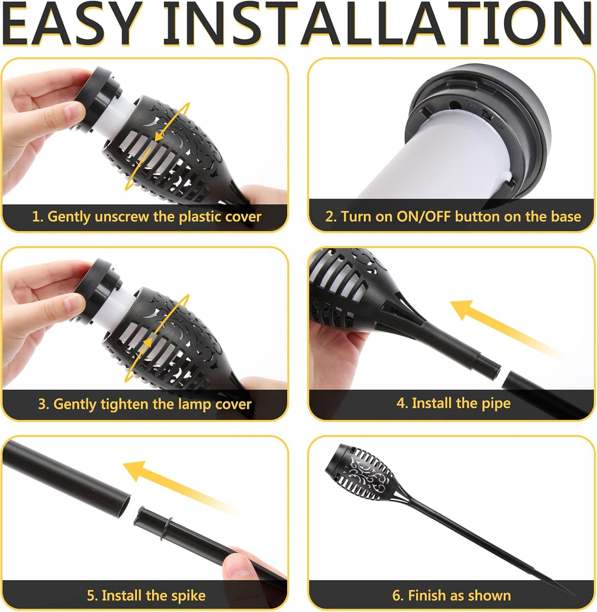 12 Pack Waterproof Solar Flame Lights N180307