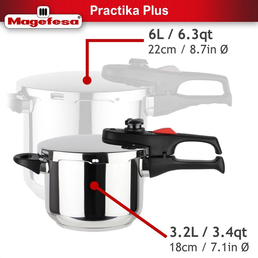 Practika Plus 3.3 Quart 18/10 Stainless Steel Pressure Cooker L31926