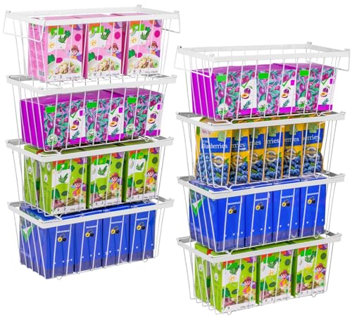 8 Pack Stackable Freezer Organizer Bins with Side Handle M1211
