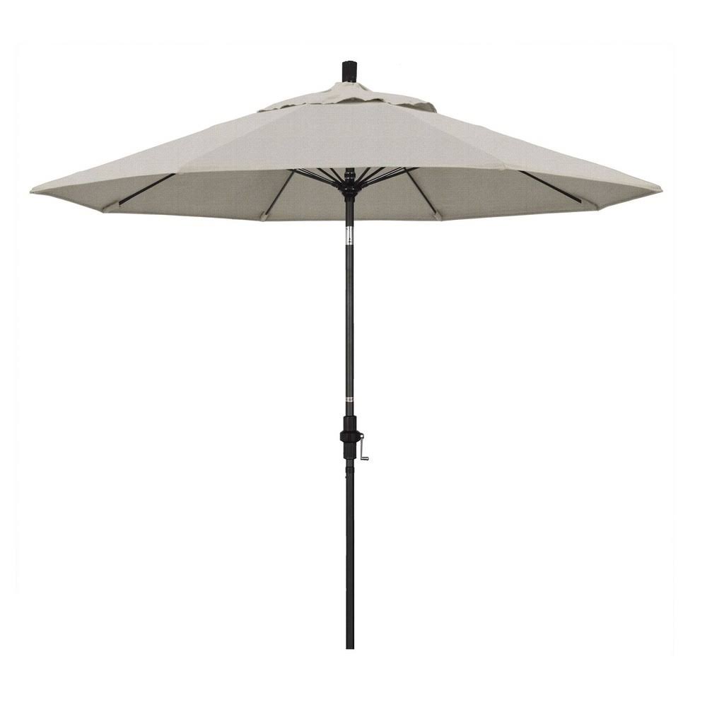 9ft Fiberglass Market Umbrella Collar Tilt Black Olefin Woven V1036