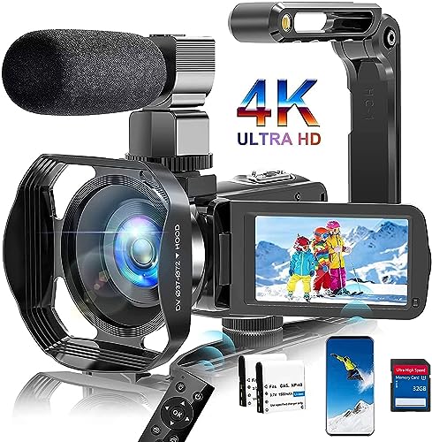 4K 48MP Camcorder with 3" Touch Screen, 2 Batteries, 32GB Card X1697