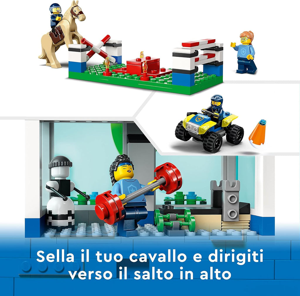 Police Training Academy Station Playset with Obstacle Course, Horse Figure, Quad Bike Toy and 6 Officer Minifigures U6905
