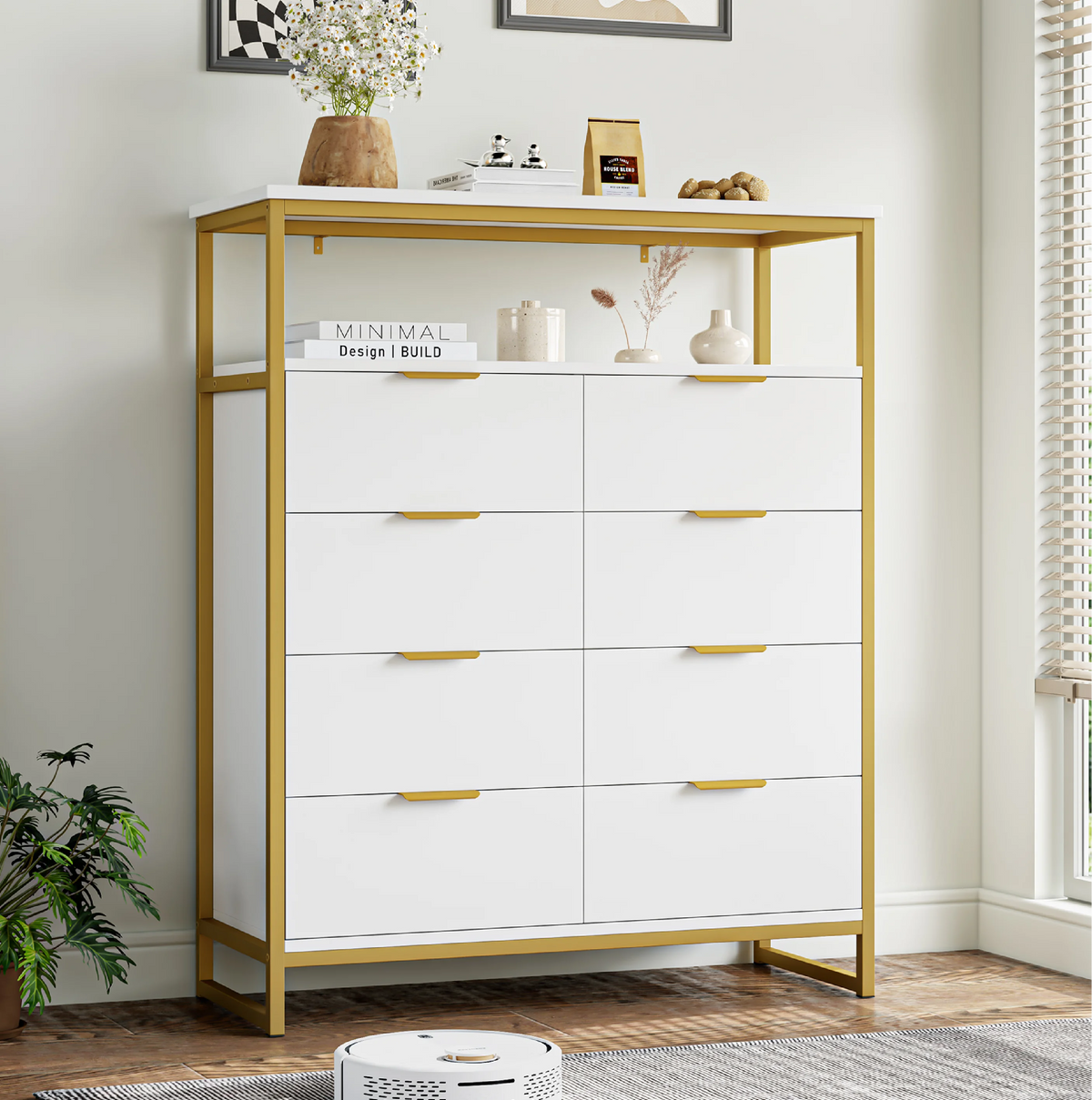 White 8 Drawer Wood Dresser I410674