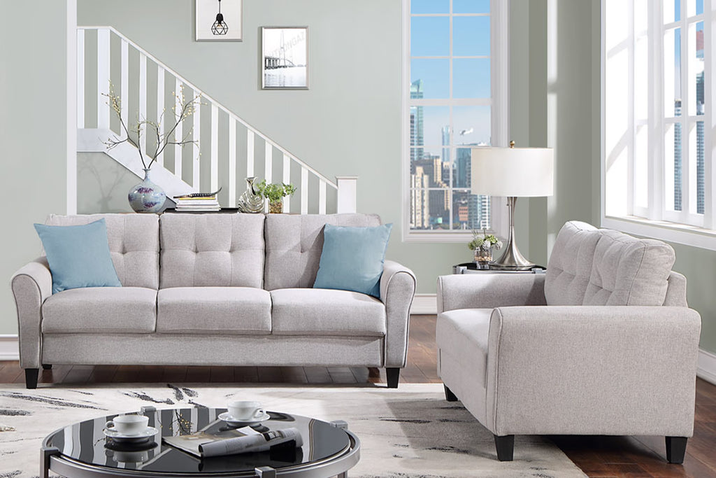 Light Grey Linen 2+3-Seat Sofa Set O953