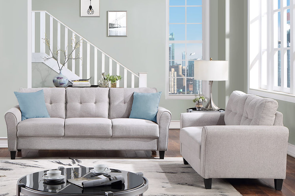 Light Grey Linen 2+3-Seat Sofa Set O953