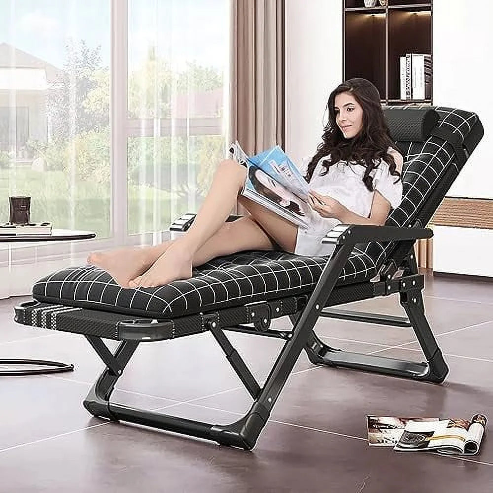 Folding Chair with Adjustable Backrest and Removable Cushion T704018