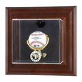 Brown Framed Wall-Mounted Baseball Display Case E541
