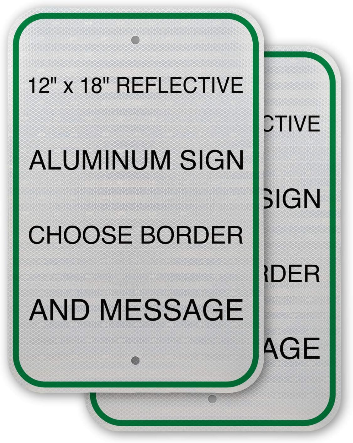 White Reflective Metal Signs, Pack of 2 U18650