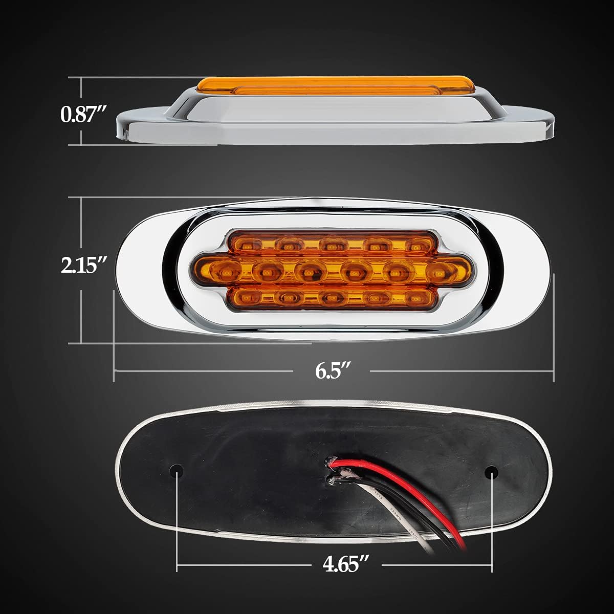 6.5 Inch Amber LED Side Marker Lights 14Pcs R92348