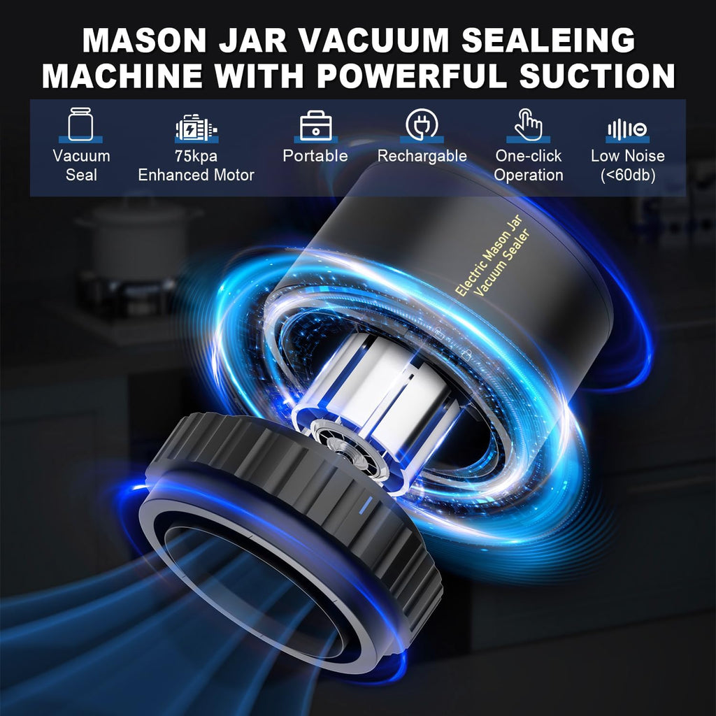 Electric Mason Jar Vacuum Sealer Kit with Wide and Regular Mouth Lids B229945