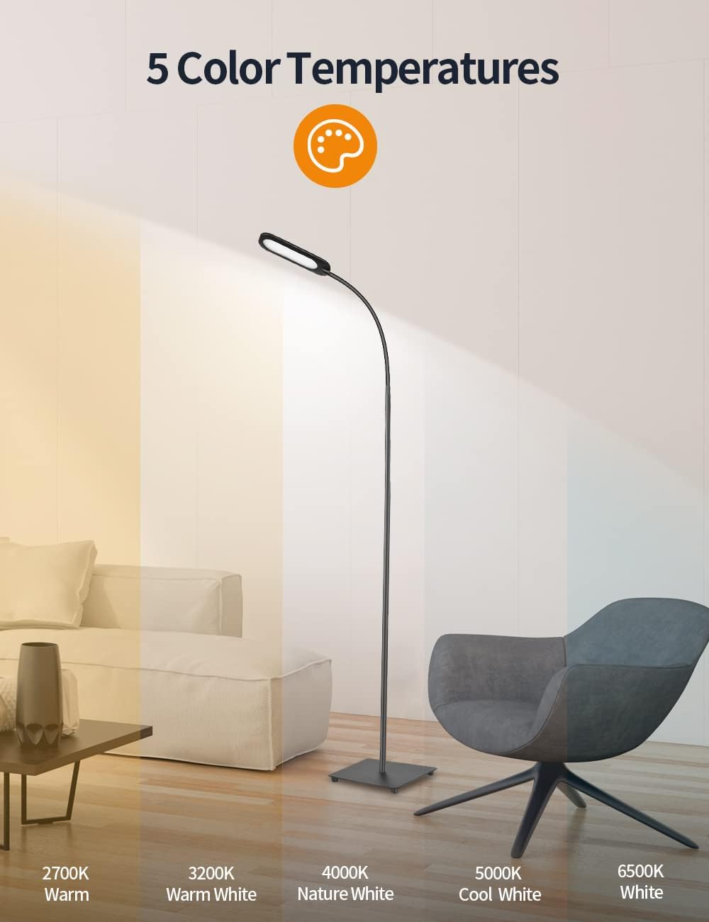 Black LED Floor Lamp with Adjustable Gooseneck J28679