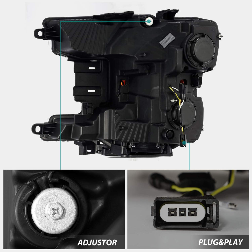 Jet Black LED Tube Dual Projector Headlights H9990