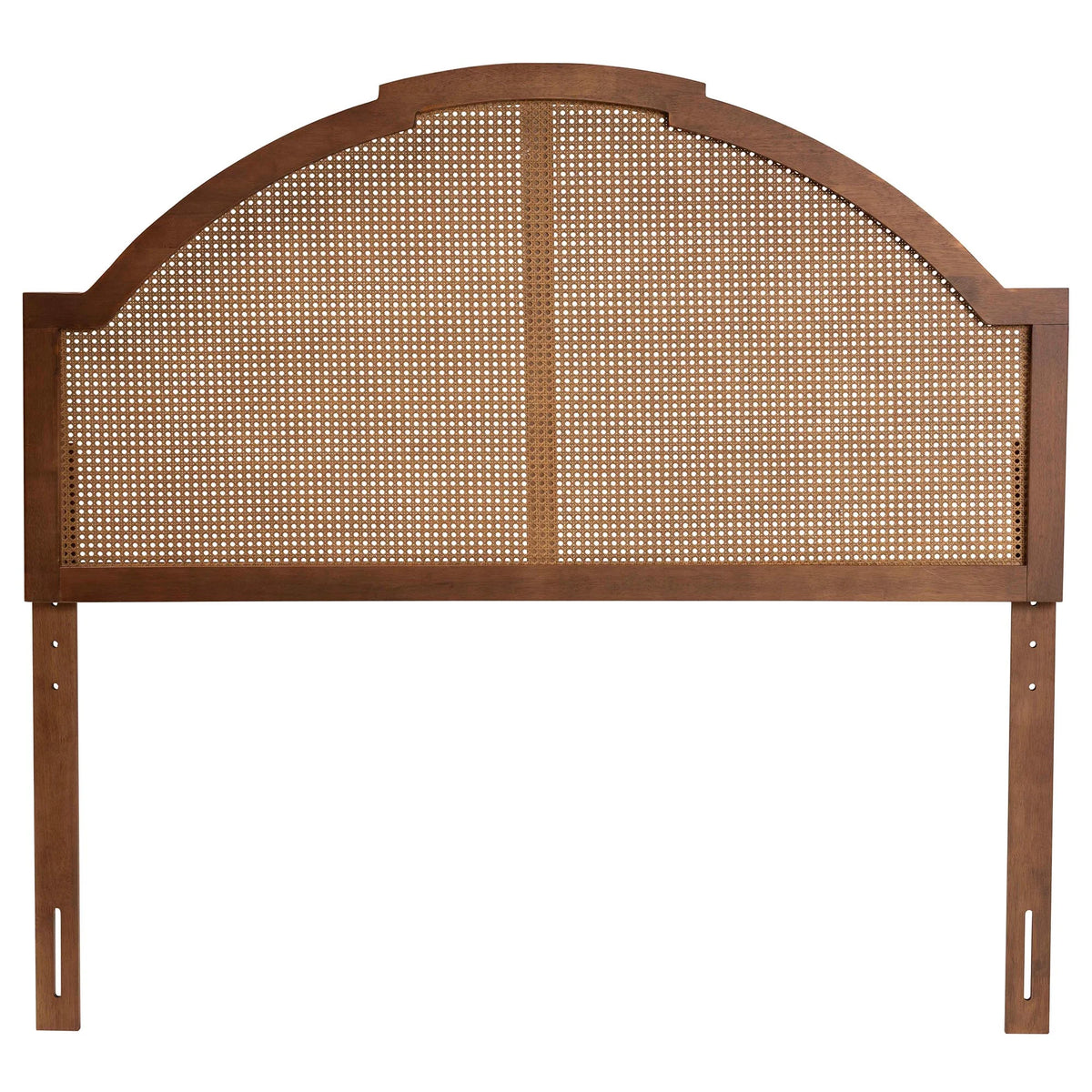 Ash Walnut Finished Wood Queen Size Headboard with Rattan H856