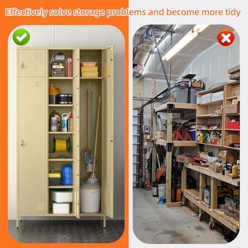 72" H Metal Storage Lockers with Doors and Rod, 7+1 Doors, Camel J559909