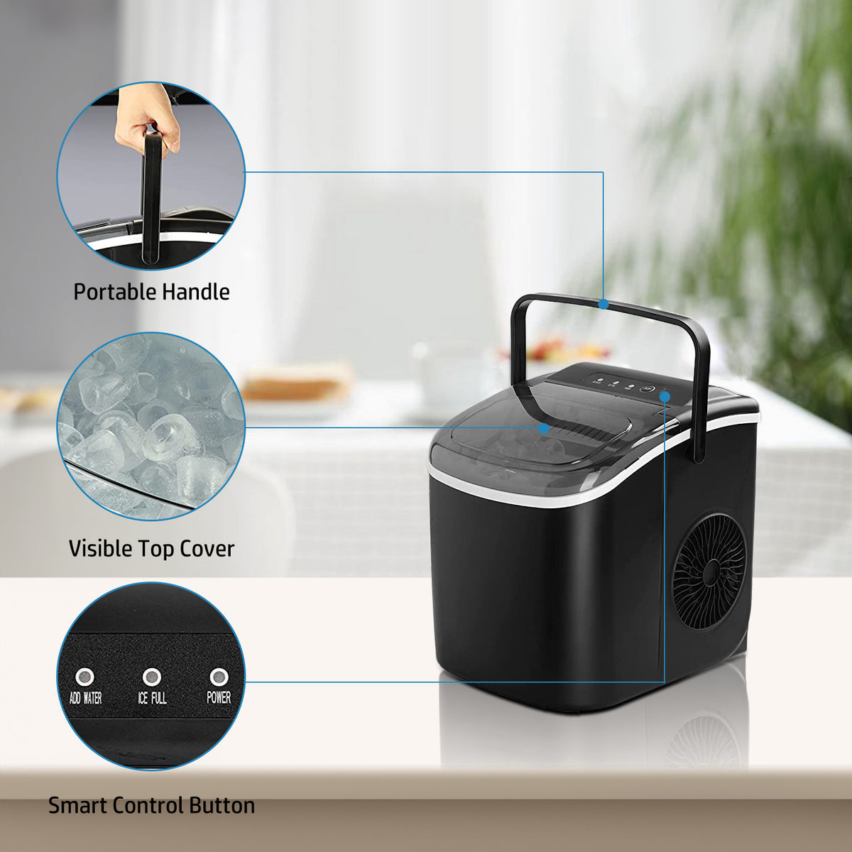 Black Countertop Ice Maker Machine M38483