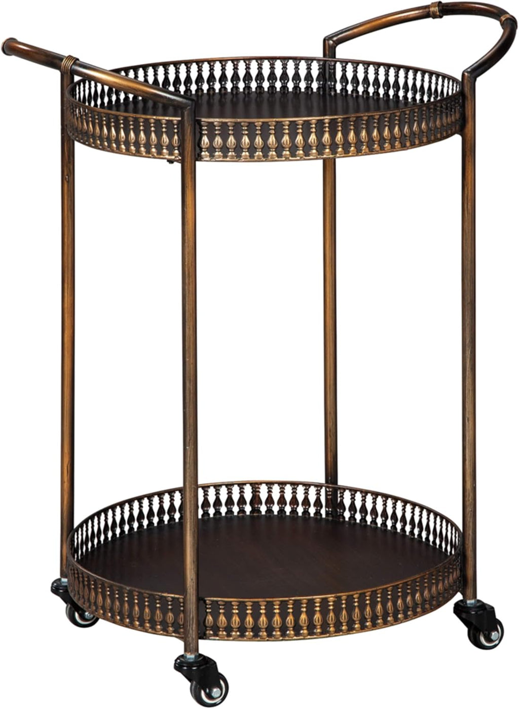 Gold Finish Metal Rolling Bar Cart with Caster Wheels A3302