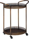 Gold Finish Metal Rolling Bar Cart with Caster Wheels A3302