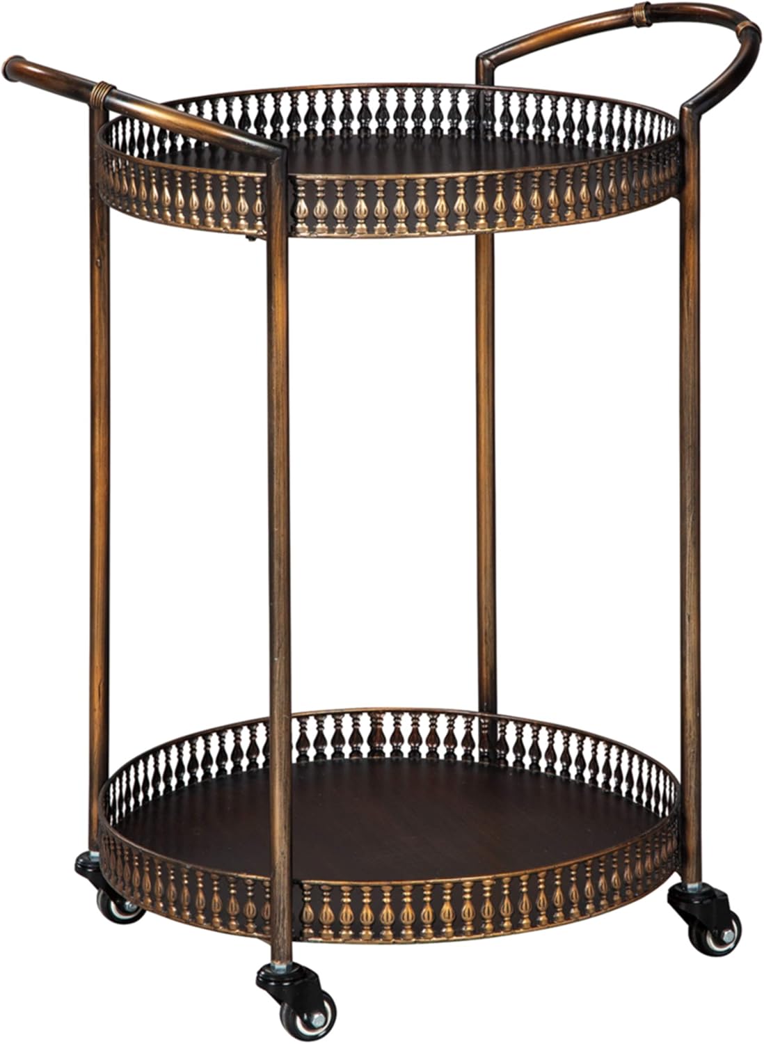 Gold Finish Metal Rolling Bar Cart with Caster Wheels A3302