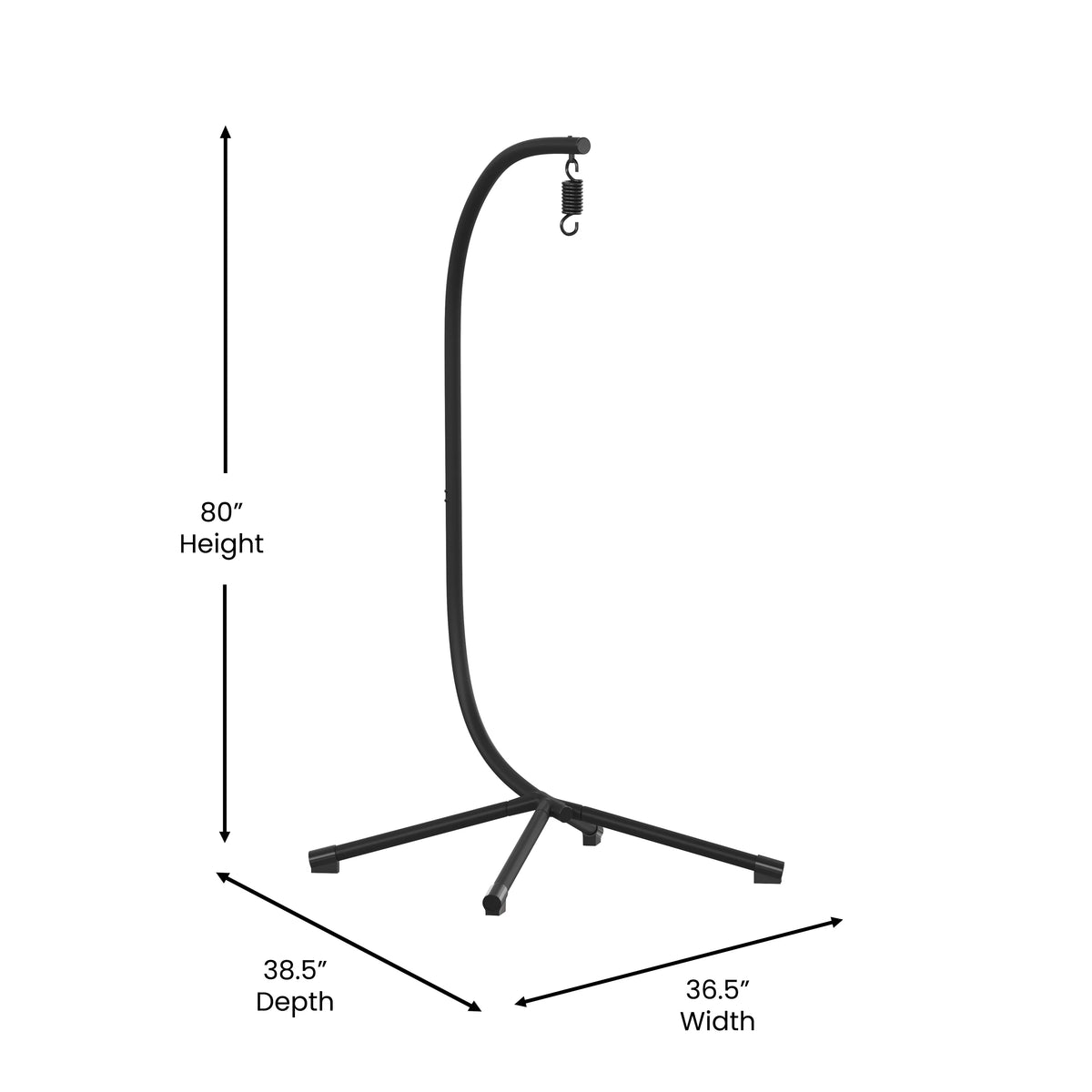 Heavy Duty All-Weather Hanging Hammock Chair C-Stand with Steel Offset Base, Black K684676