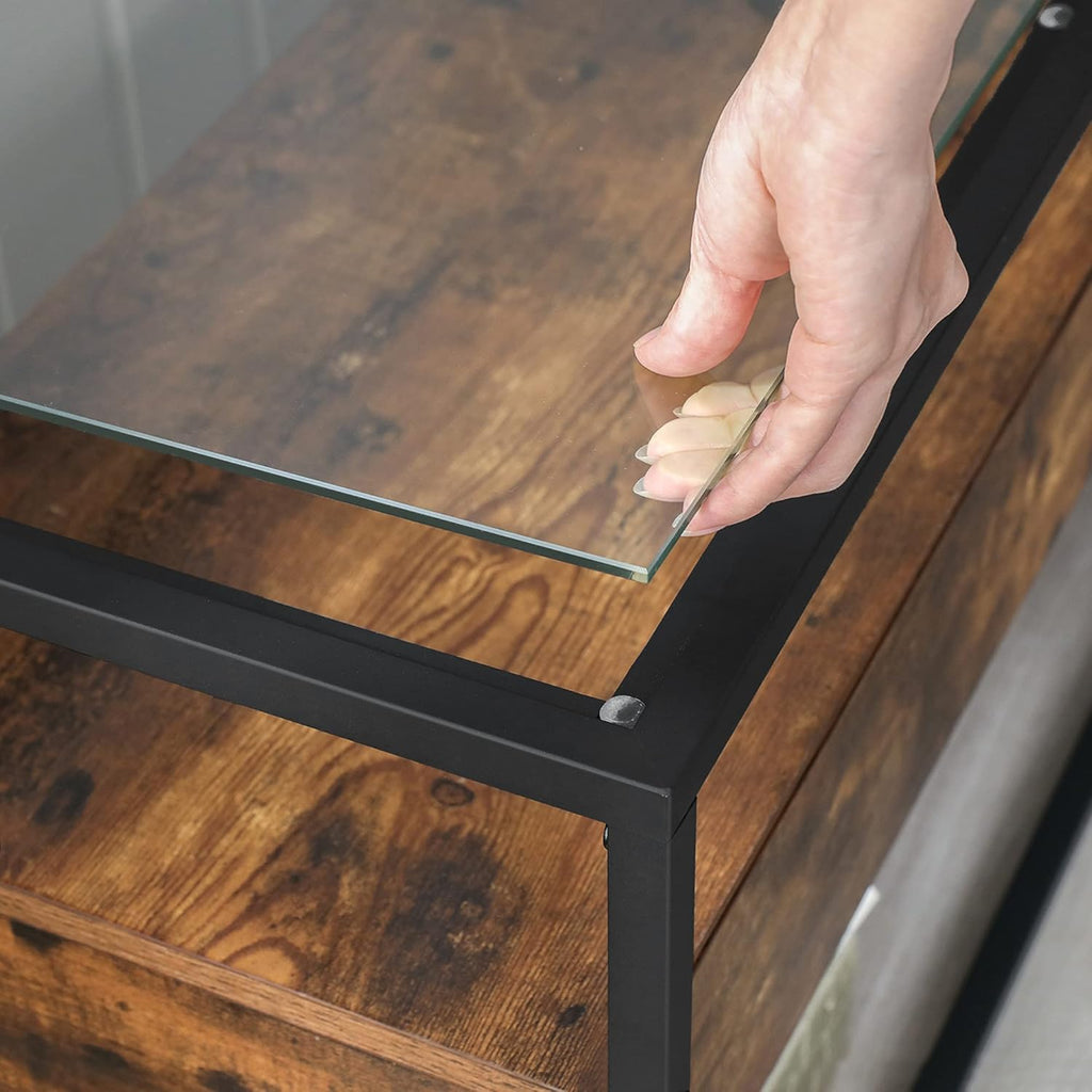 Rustic Brown and Black TV Cabinet with 2 Drawers G651588