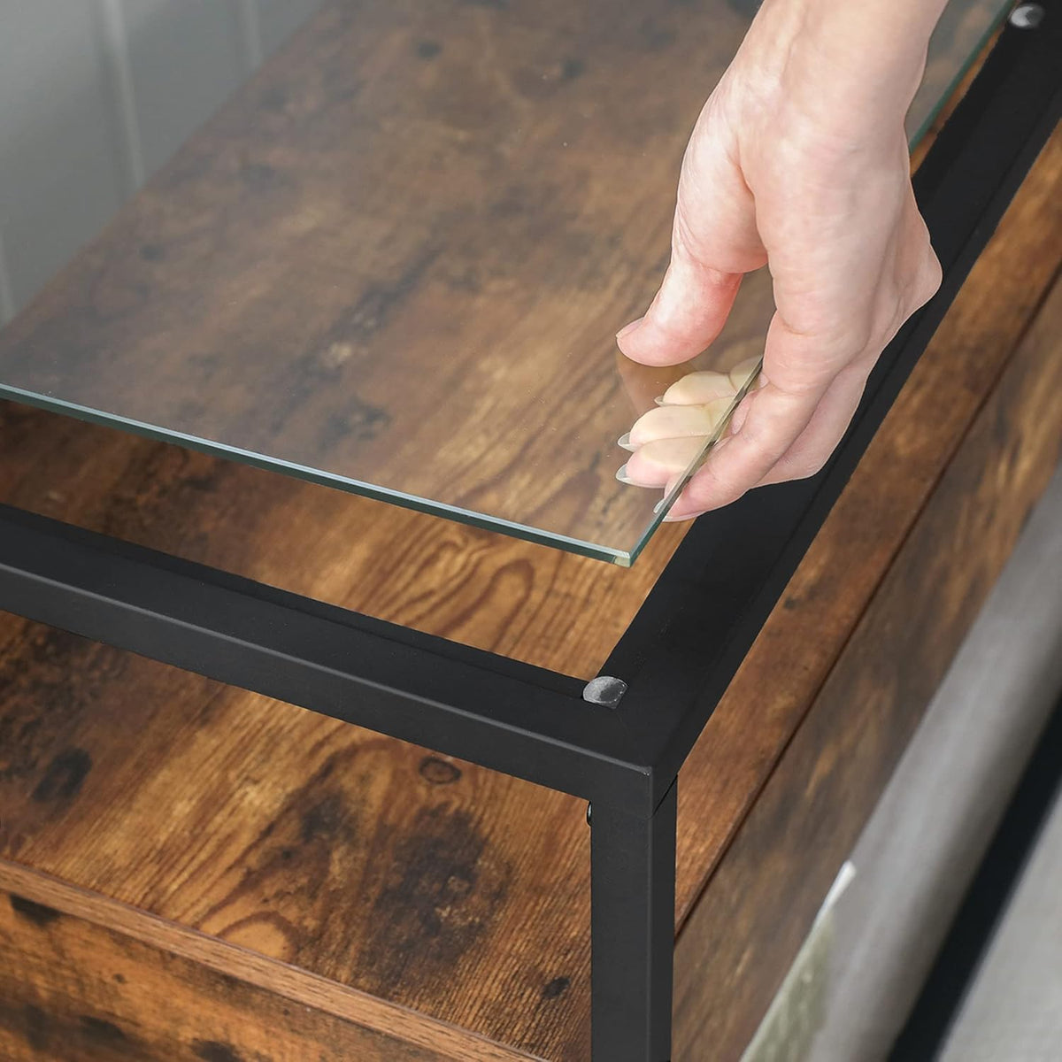Rustic Brown and Black TV Cabinet with 2 Drawers G651588