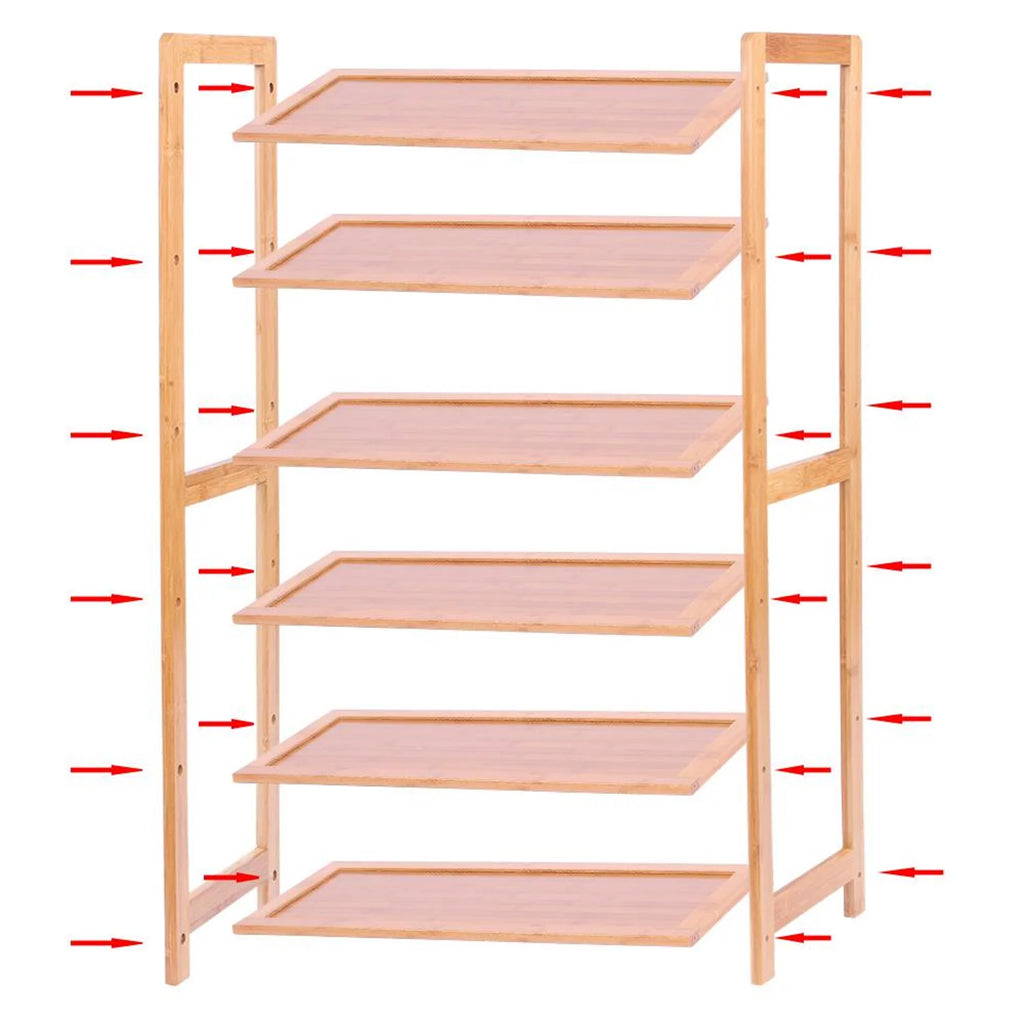 Natural Bamboo 6 Tiers Shoe Rack C26605