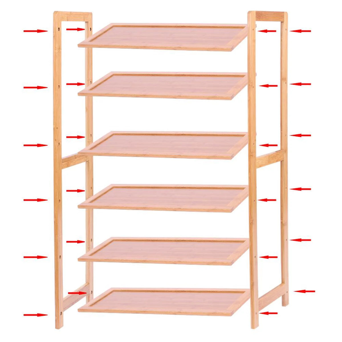 Natural Bamboo 6 Tiers Shoe Rack C26605