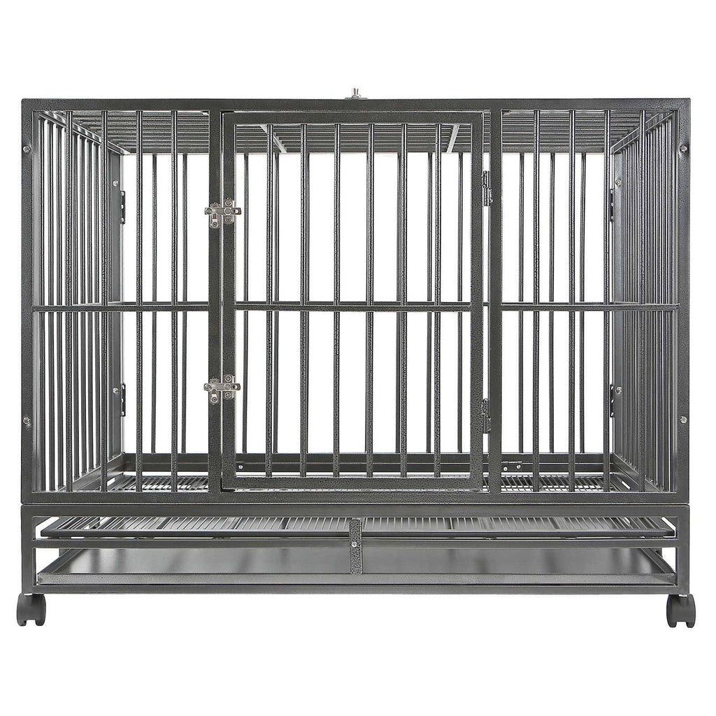 Silver Two-Door Dog Crate with Tray Z96648