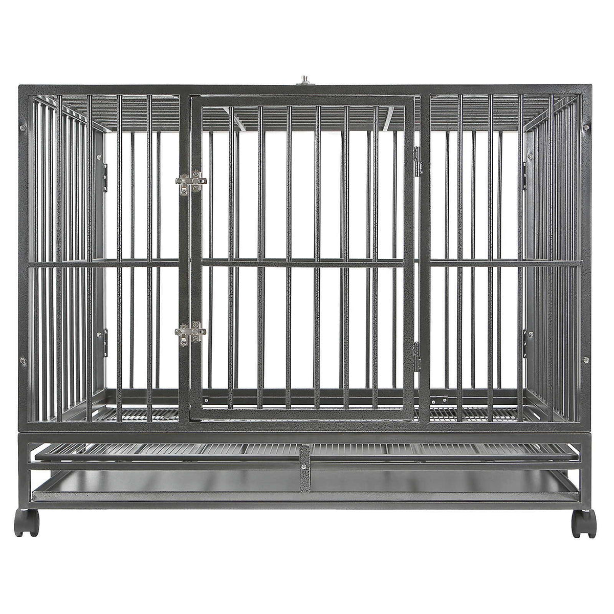 Silver Two-Door Dog Crate with Tray Z96648