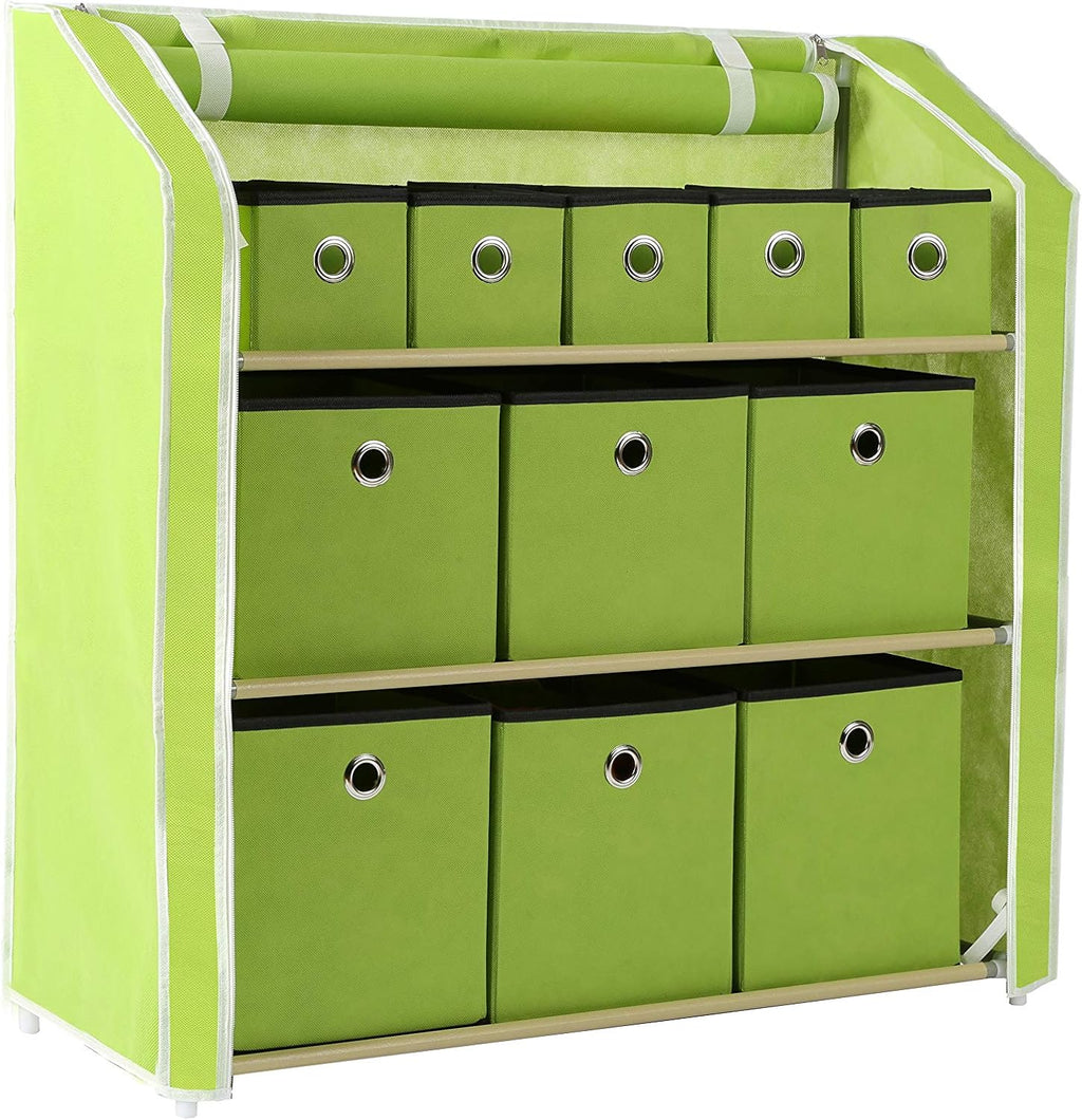 Turquoise 11 Drawers Storage Chest with Metal Frame W991049