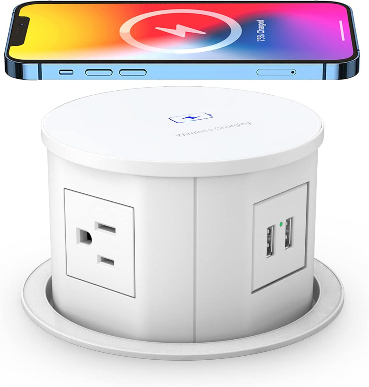 Pop Up Power Outlet with 10W Wireless Charger, 4 Outlets, 2 USB W588
