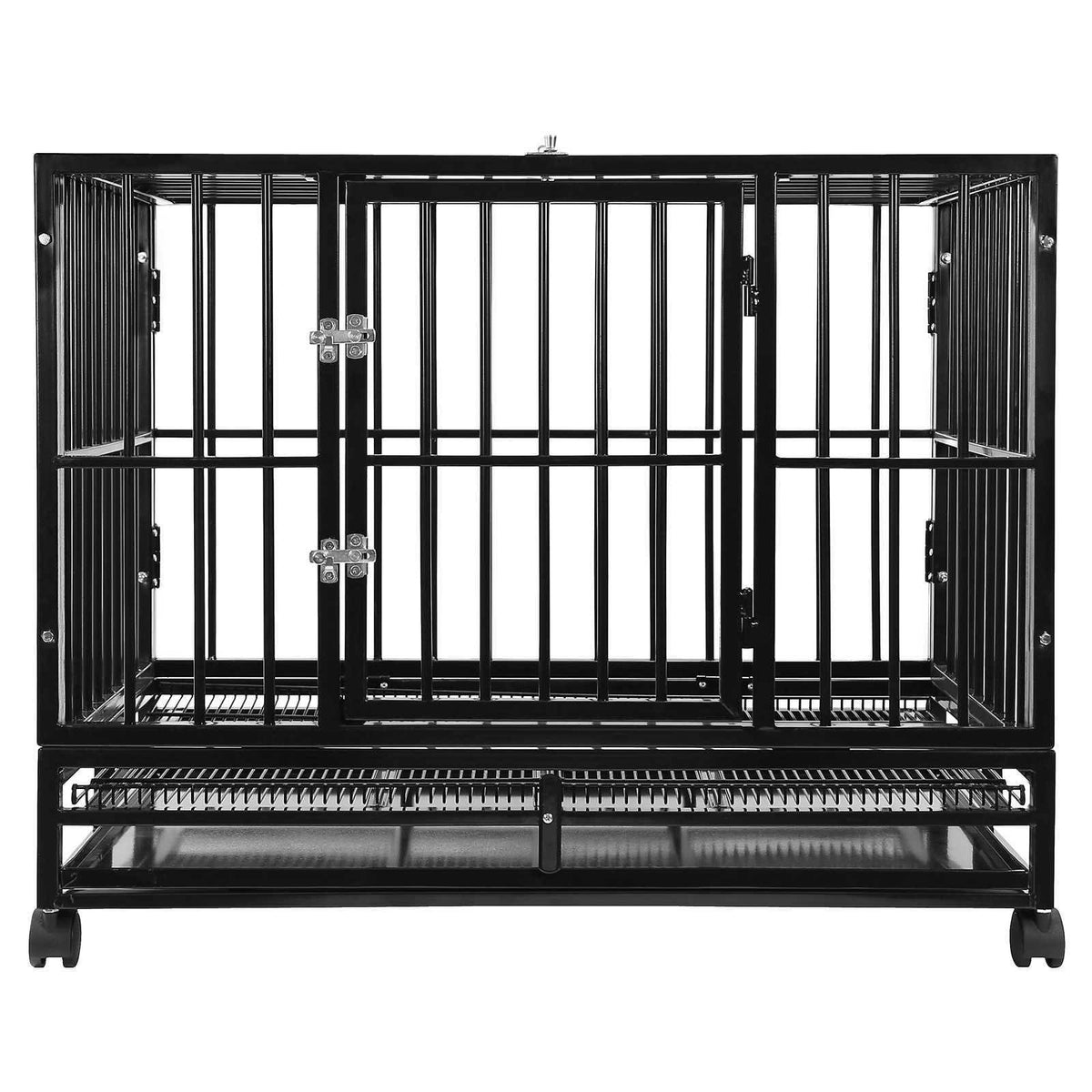 Silver Two-Door Dog Crate with Tray Z96648