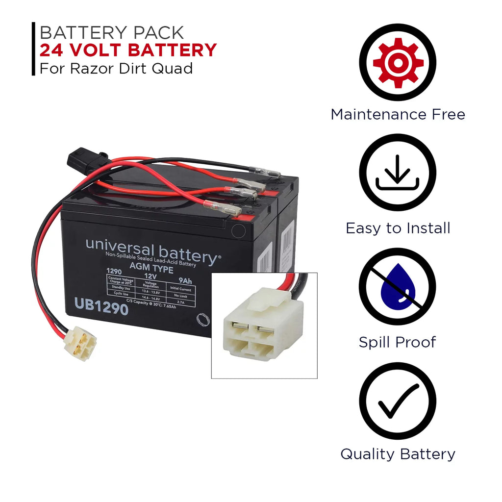 24 Volt 9 Ah Battery Pack with Wiring Harness J546