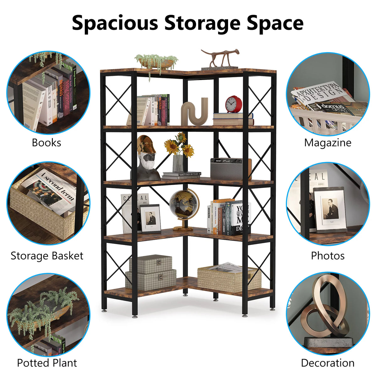 5-Tier Corner Bookshelf V27777