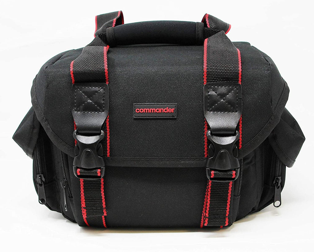 Large Universal DSLR Camera Case Gadget Bag, 11 x 7 x 7 Inches, Black/Red A195