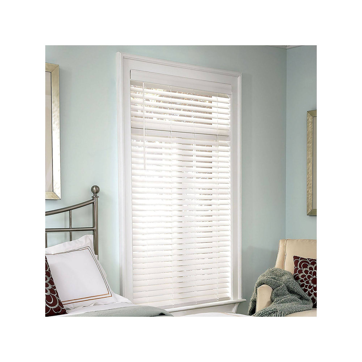 White Faux Wood Cordless Blind B63966