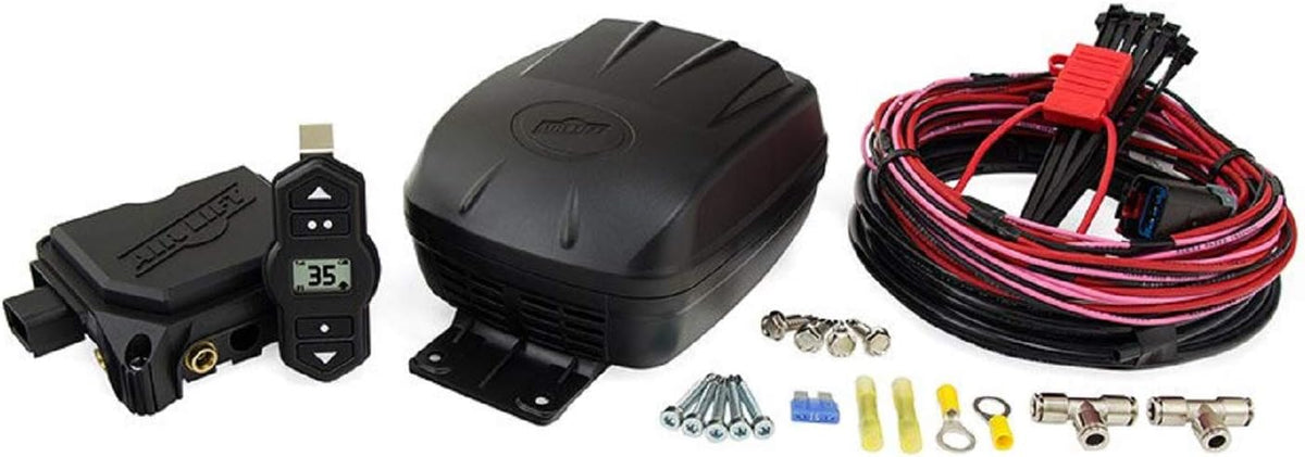 Set of Wireless On-Board Air Compressor System with Rear Load Lifter 5000 Kit for Ford F-150 Pickup 4WD E789
