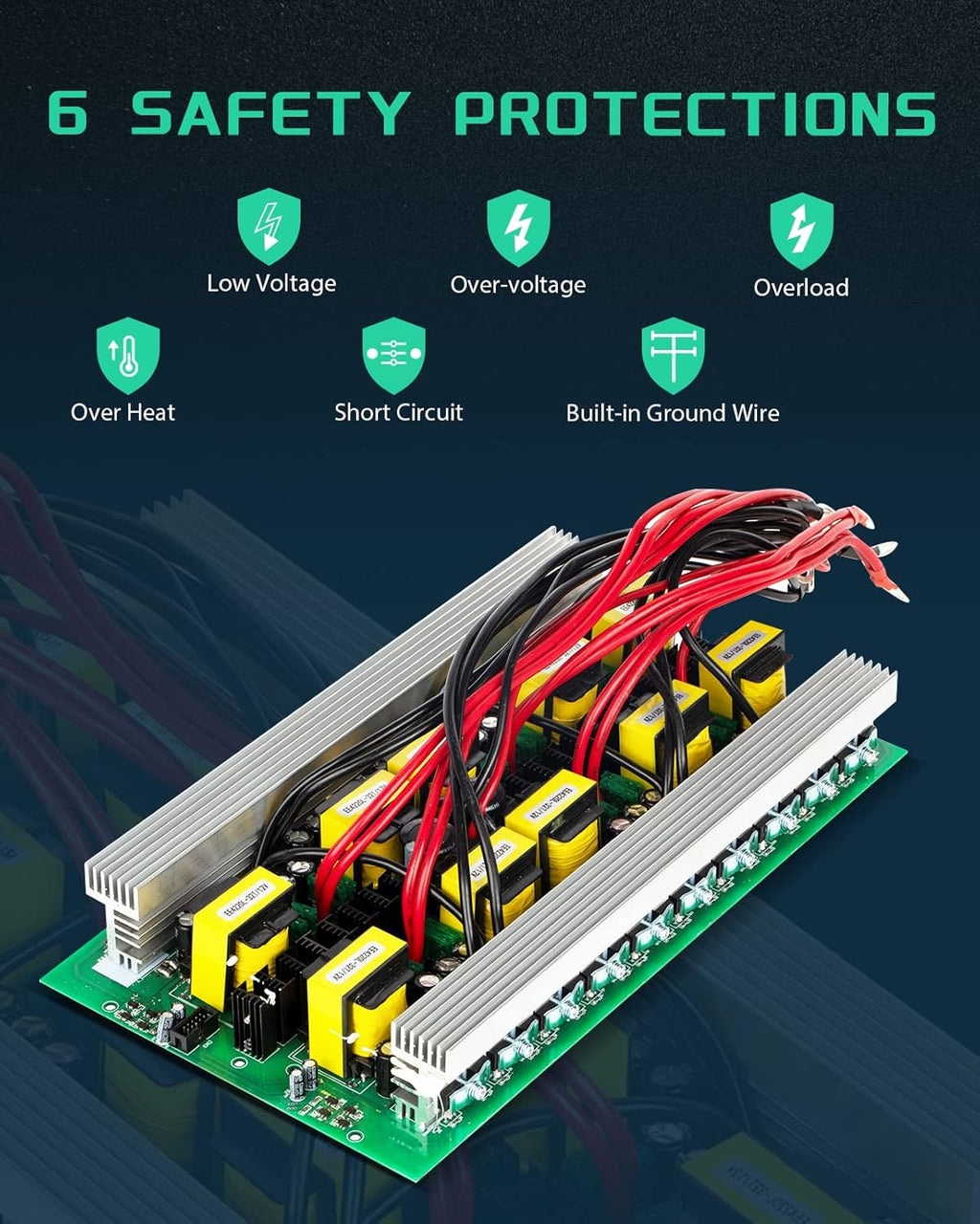 5000W Pure Sine Wave Power Inverter 12V DC to 110V AC with Wireless Remote Control LCD Display W862